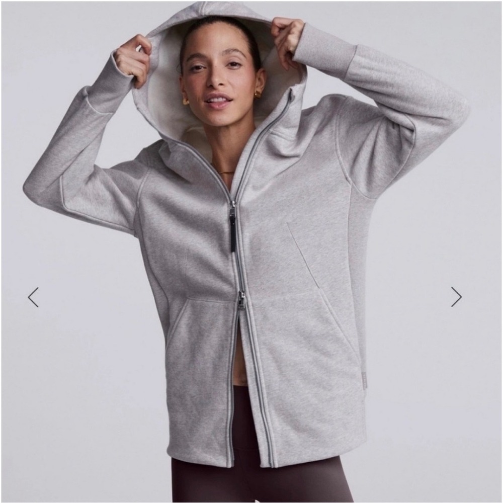Varley Templeton Hoodie Peached Sweat Gray XS longline oversized active athletic